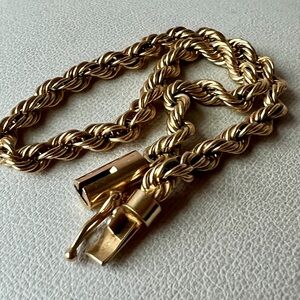 14K YELLOW GOLD ROPE STYLE BRACELET STATEMENT THICK GORGEOUS UNISEX VERSATILE